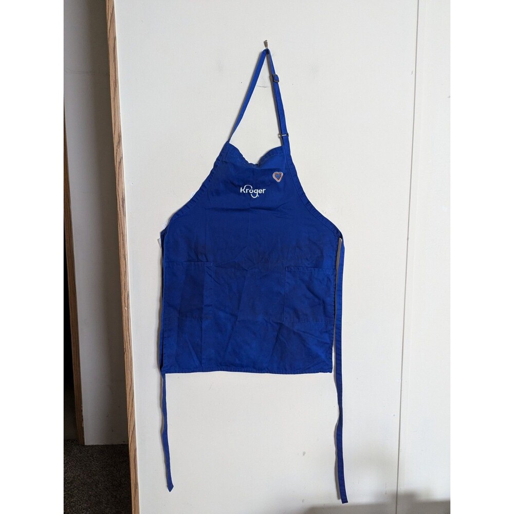 Kroger Employee Work Uniform Blue Apron Heart Logo Unisex One Size